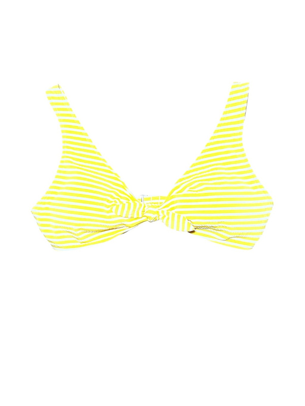Abercrombie & Fitch Yellow Striped Knot Front Bikini Top